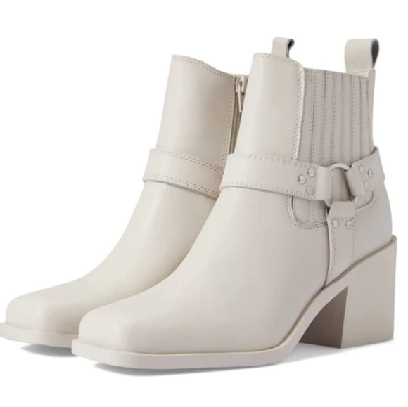 Steve Madden Shoes - NWT Steve Madden 'Wells' Genuine Leather Square Toe Harness Boots in Bone